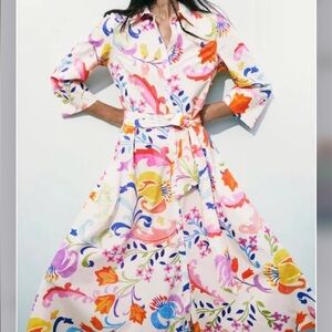 Zara floral button up dress